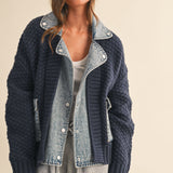 Denim Contrast Sweater Jacket