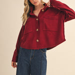 High Neck Sweater Cardigan - Burgundy, womens sweater collection