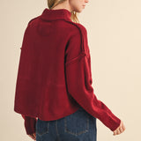 High Neck Sweater Cardigan - Burgundy, womens sweater collection