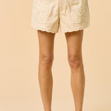 Embroidered Scallop Hem Short