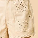 Embroidered Scallop Hem Short