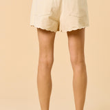 Embroidered Scallop Hem Short