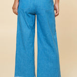 Denim Scallop Embroidered Pant