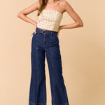 Strapless Trim Lace Top - Oatmeal, Women's Top's Collection