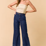 Strapless Trim Lace Top - Oatmeal, Women's Top's Collection