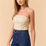 Strapless Trim Lace Top - Oatmeal, Women's Top's Collection