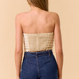 Strapless Trim Lace Top - Oatmeal, Women's Top's Collection