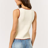 Button Down Vest With Piping Detail
