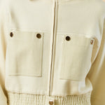 Mock Neck Zip Up Jacket - Ivory, Women's Tops Collection
