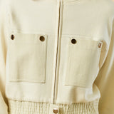 Mock Neck Zip Up Jacket - Ivory, Women's Tops Collection