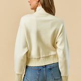 Mock Neck Zip Up Jacket - Ivory, Women's Tops Collection