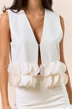Hook And Eye Vest With Petal Bottom - cream, womens top collection