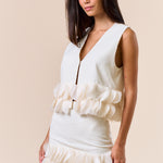 Hook And Eye Vest With Petal Bottom - cream, womens top collection
