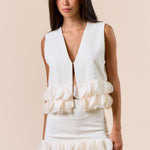 Hook And Eye Vest With Petal Bottom - cream, womens top collection