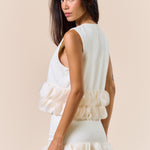 Hook And Eye Vest With Petal Bottom - cream, womens top collection