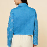 Denim Cut Out Detail Button Up Jacket