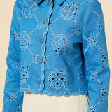 Denim Cut Out Detail Button Up Jacket