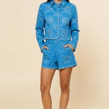 Denim Cut Out Detail Button Up Jacket