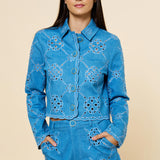 Denim Cut Out Detail Button Up Jacket