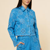 Denim Cut Out Detail Button Up Jacket