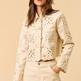 Embroidered Scallop Denim Jacket