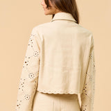 Embroidered Scallop Denim Jacket