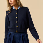 Button Down Cardigan with Gold Buttons - blue, womens cardigan collection