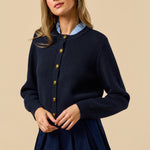 Button Down Cardigan with Gold Buttons - blue, womens cardigan collection