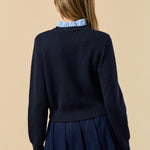 Button Down Cardigan with Gold Buttons - blue, womens cardigan collection