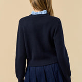 Button Down Cardigan with Gold Buttons - blue, womens cardigan collection