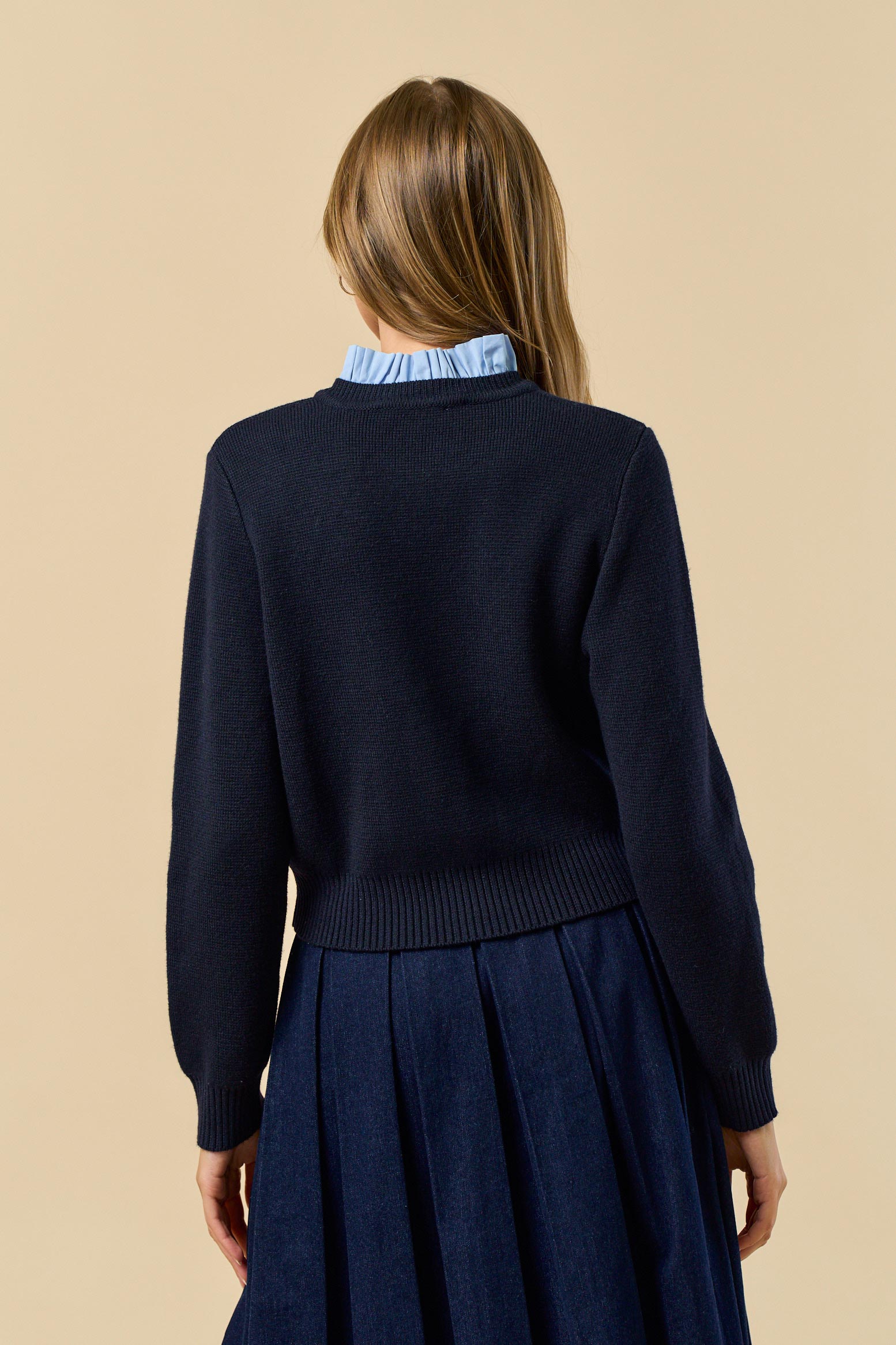 Button Down Cardigan with Gold Buttons - blue, womens cardigan collection