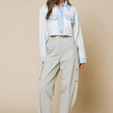 Cropped Collared Button Down Jacket