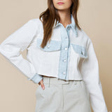 Cropped Collared Button Down Jacket