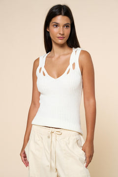 Cutout Detail Knit Tank