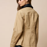 Zip-Up Jacket With Leather Contrast
