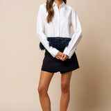 Long Sleeve With Feather & Beaded Trim