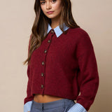 Button Down Cardigan With Stripe Detail