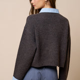 Button Down Cardigan With Stripe Detail