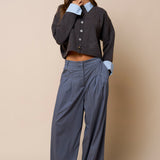 Button Down Cardigan With Stripe Detail