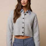 Button Down Cardigan With Stripe Detail