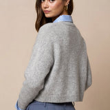 Button Down Cardigan With Stripe Detail