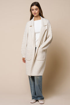 Cable Knit Sleeve Knit Coat