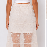 Swirl Embroidery Mesh Overlay Skirt