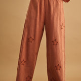 Floral Embroidered Wide Leg Pant