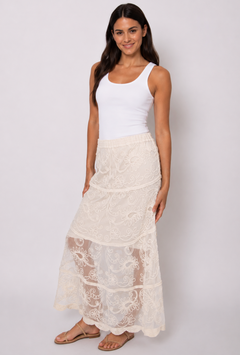 Swirl Embroidery Mesh Overlay Skirt