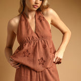Floral Embroidered Halter Top