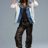 Denim Layered Waffle Knit Cardigan