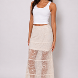 Swirl Embroidery Mesh Overlay Skirt