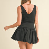 V Neck Ballon Mini Dress