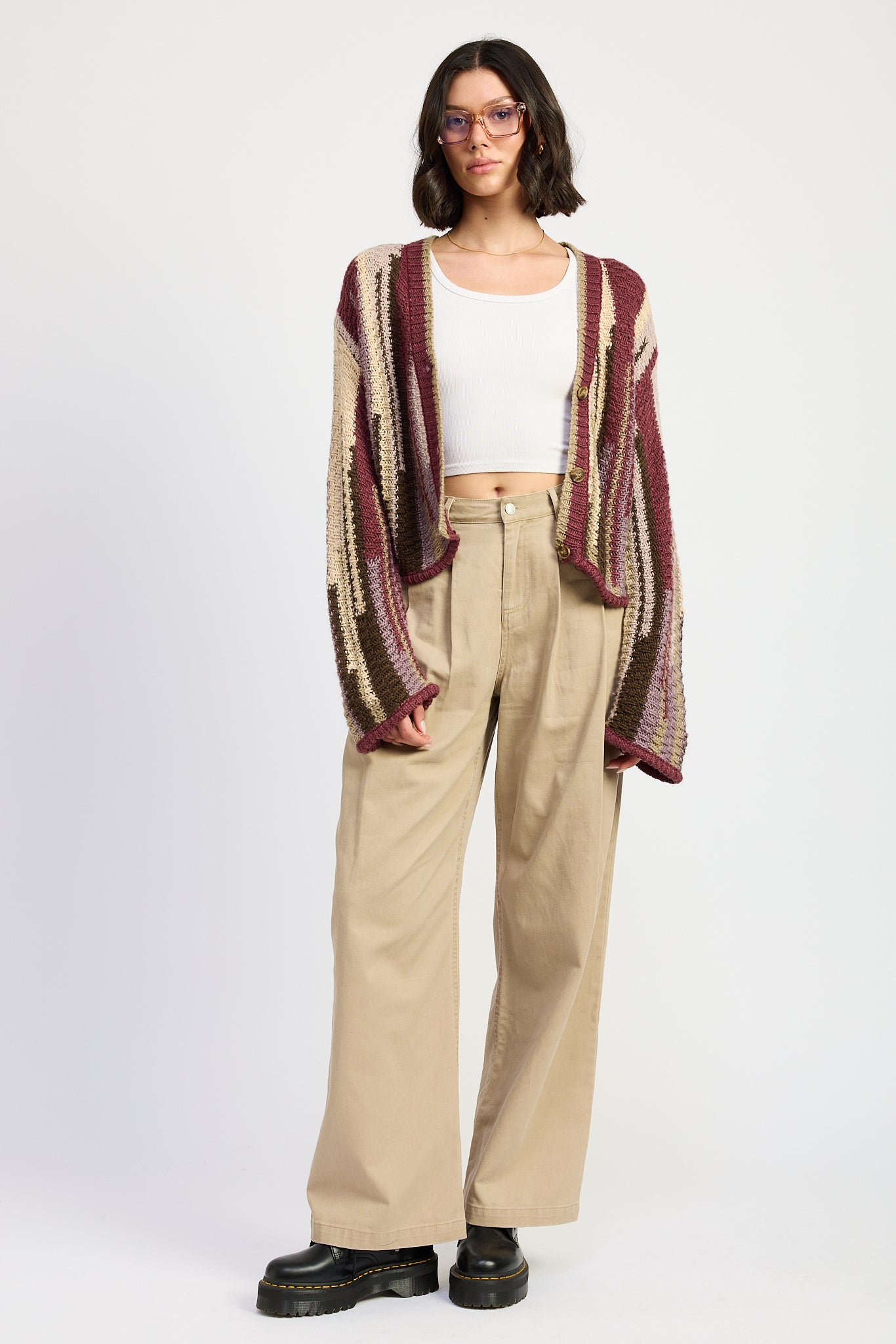 Color Mix Cardigan Top - burgundy combo, womens cardigan collection